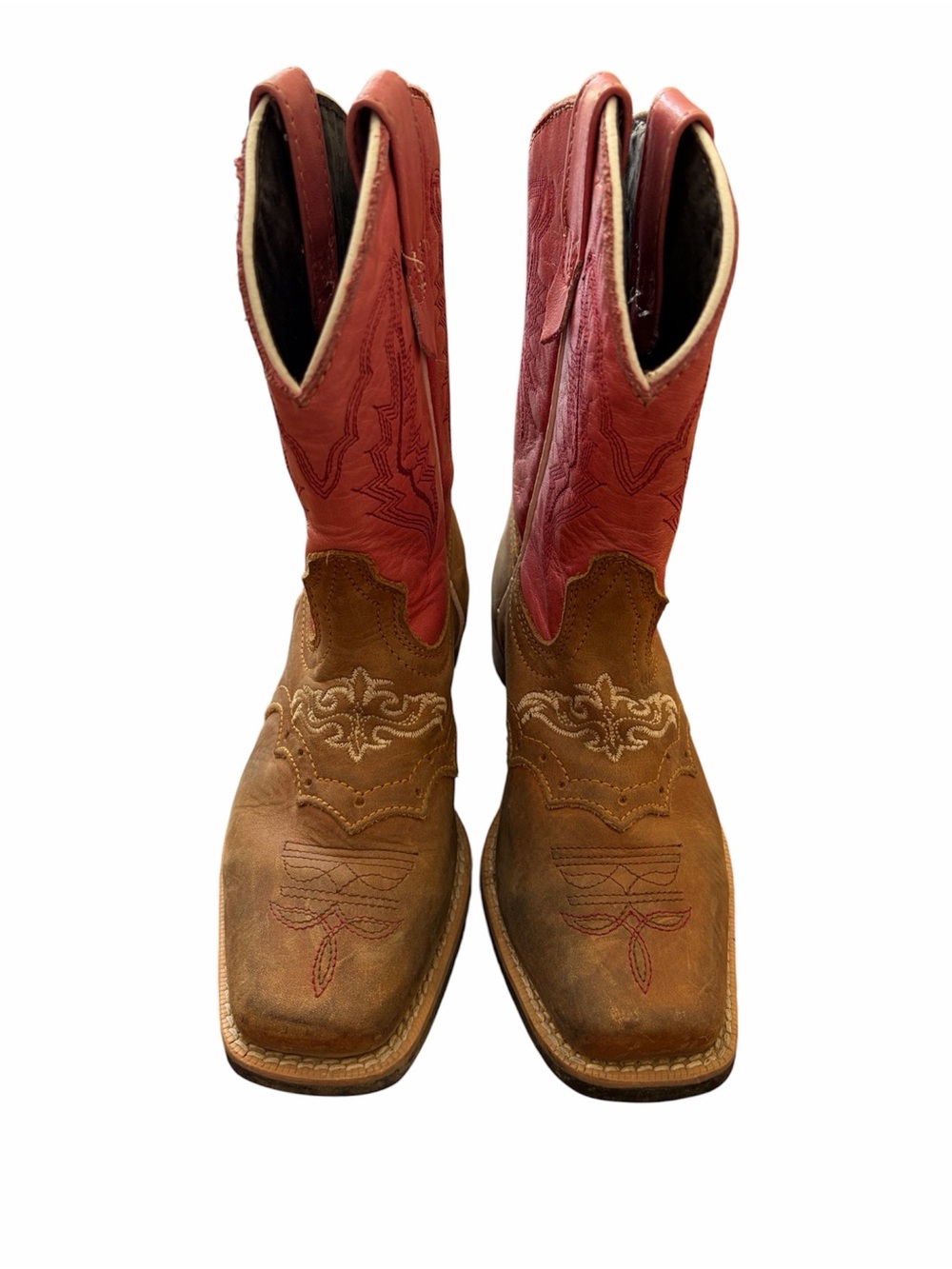 Girls Texas Gold Minors Two-Tone Western Cowboy Boots - Brown and Pink